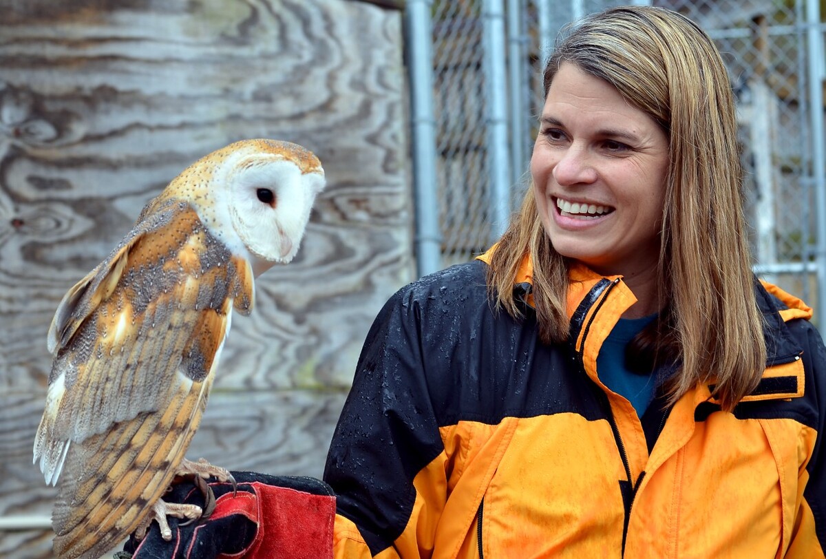 owl with educator